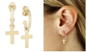 Macy's Dangle Cross Hoop Earrings in 14k Gold